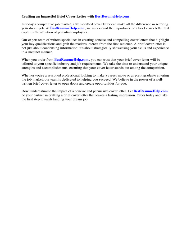 Brief Cover Letter PDF Résumé Recruitment