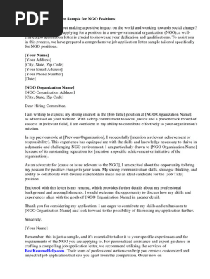 Job Application Letter Sample Ngo