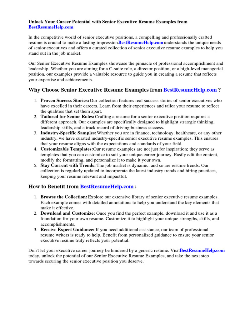 Senior Executive Resume Examples Guide | PDF | Résumé | Recruitment