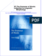 The Grammar of Words An Introduction To Linguistic Morphology Full Chapter