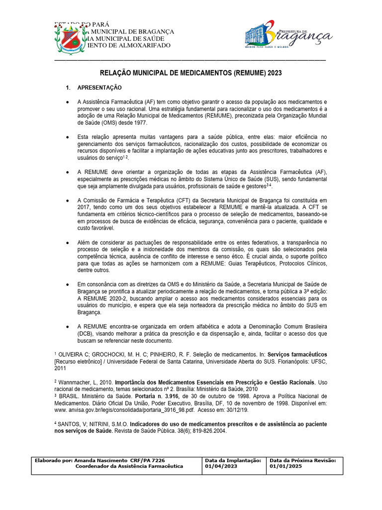 Lista de Medicamentos Sus PDF Farmacêutico Receita médica