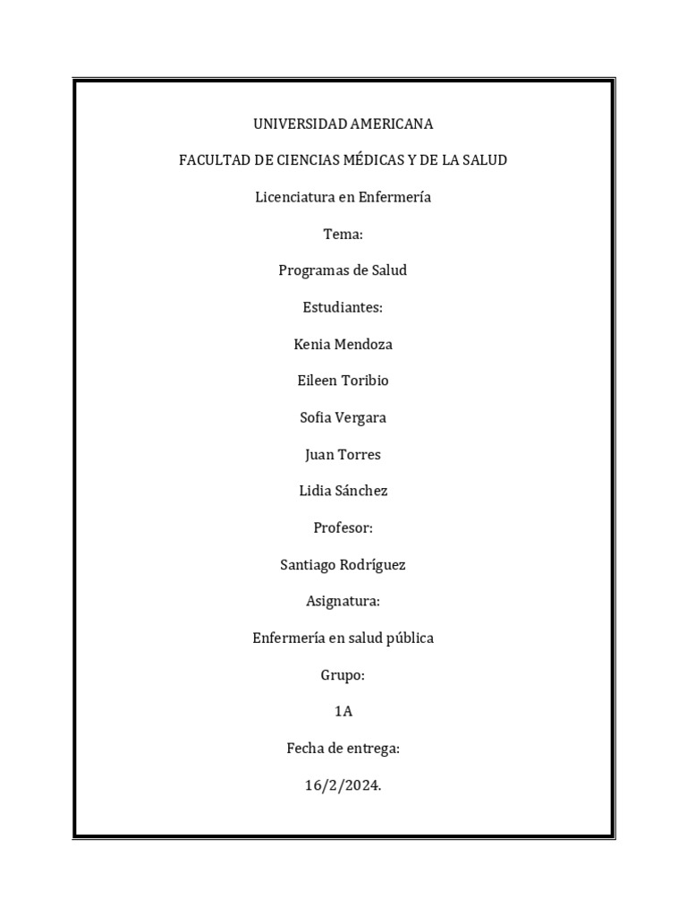 Programas de Salud Publica | PDF | Seguridad y salud ocupacional ...