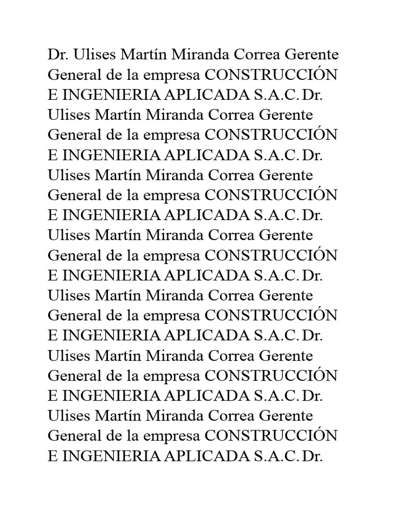 Dr. Ulises Martín Miranda Correa, Gerente General | PDF | Salud y ...