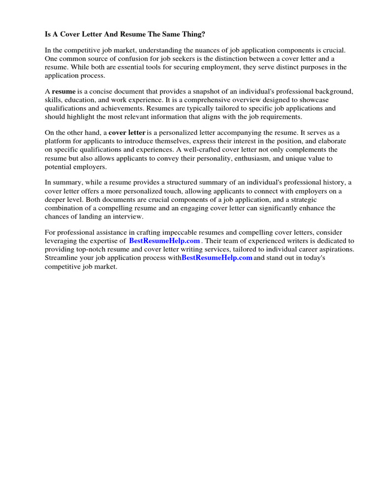 Is A Cover Letter and Resume The - 1719683727