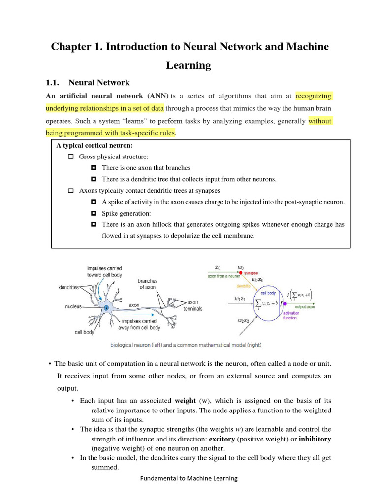 Chapter 1 Introduction To Neural Network and Machine Learning | PDF ...