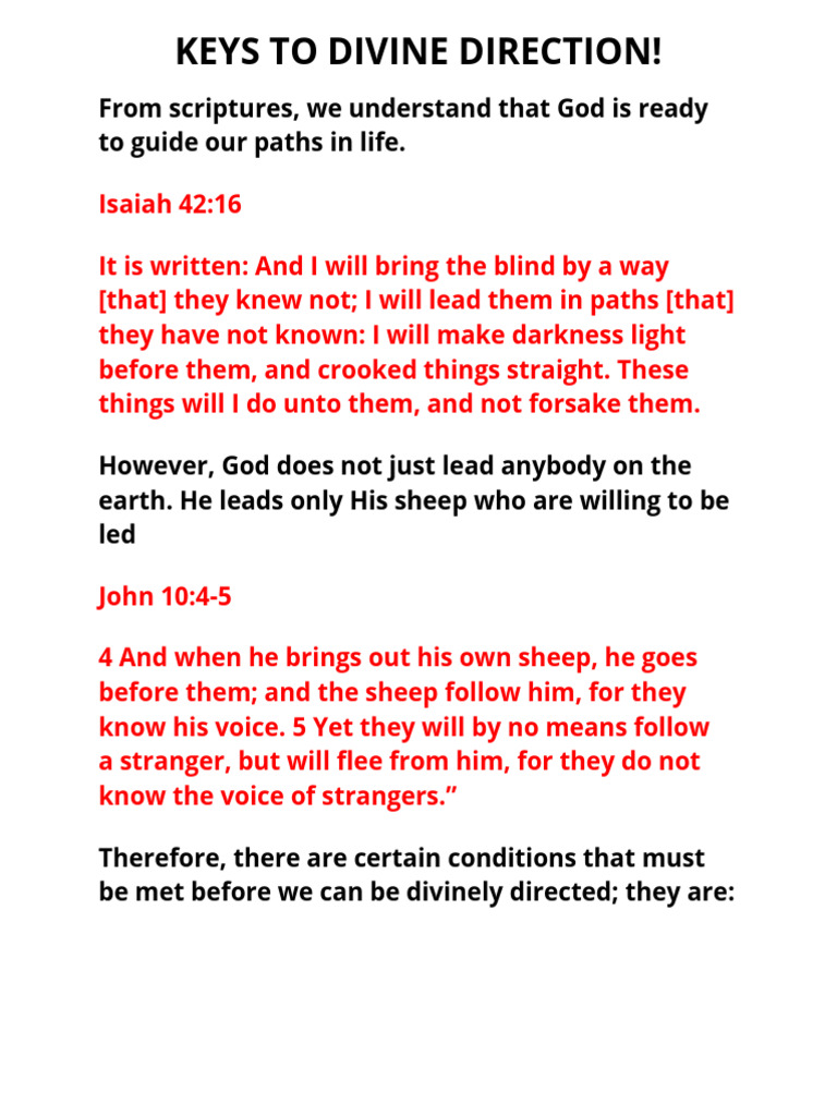 Keys to Divine Direction in Life | PDF | God | Gospel Of John
