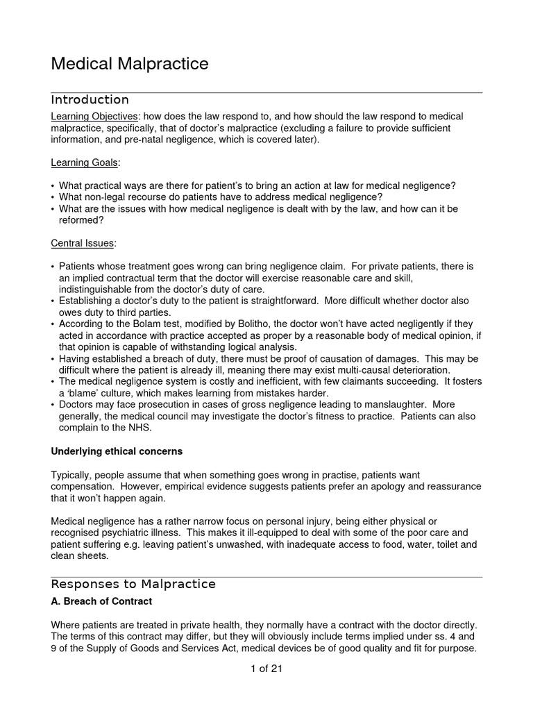 Medical_Negligence_sample | PDF | Negligence | Standard Of Care