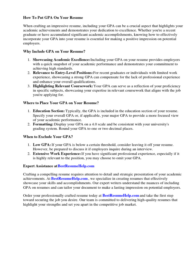 How To Put Gpa On Resume PDF - 1712302699