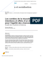 Les Cordées de La Réussite, Intentions Et Effets D'un Dispositif Pour L'égalité Des Chances