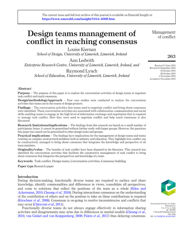 Design Teams: Conflict to Consensus | PDF | Consensus Decision Making ...