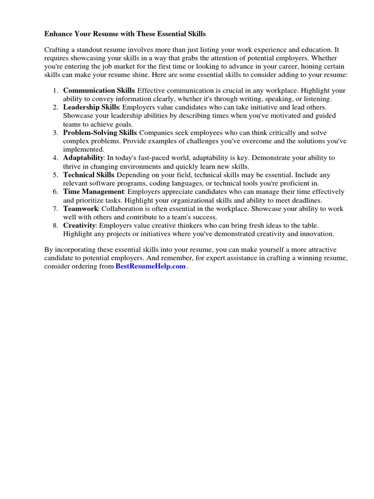 WHAT ARE GOOD THINGS TO PUT ON A RESUME FOR SKILLS visual data 2