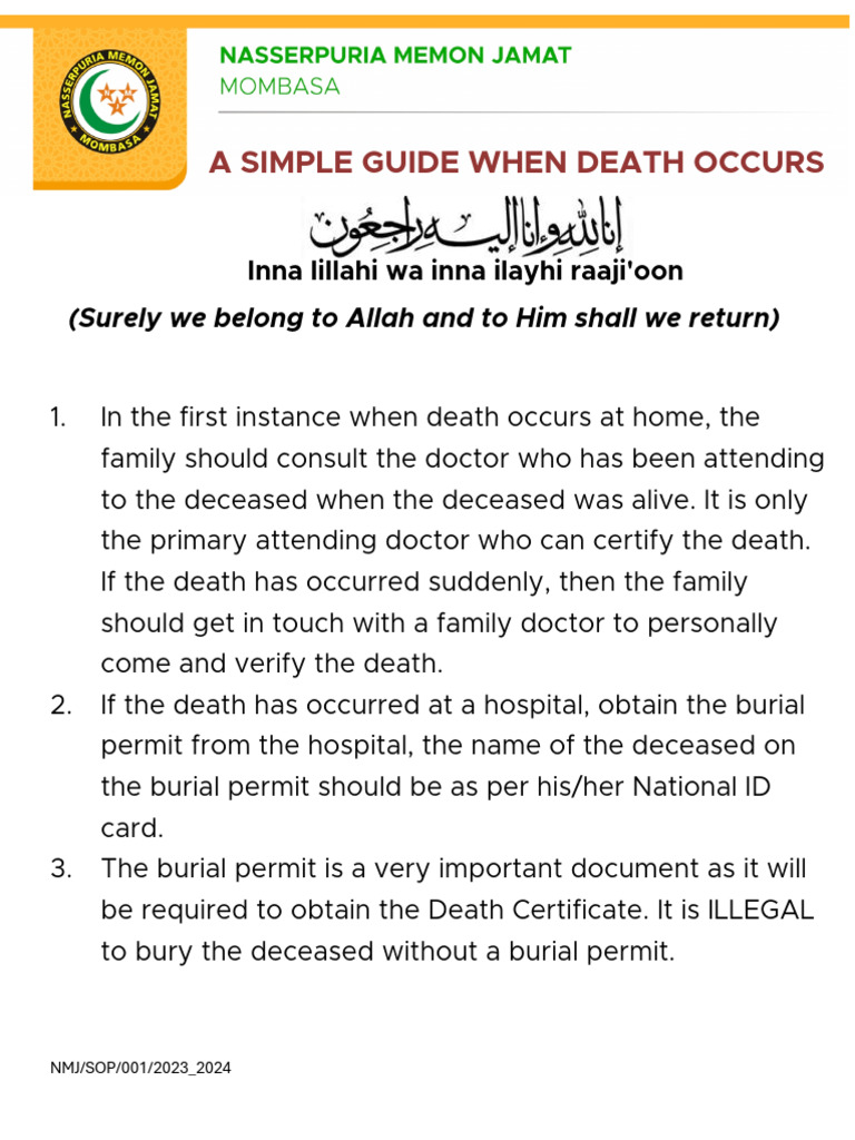 A Guide When Death Occurs | PDF | Burial | Funeral
