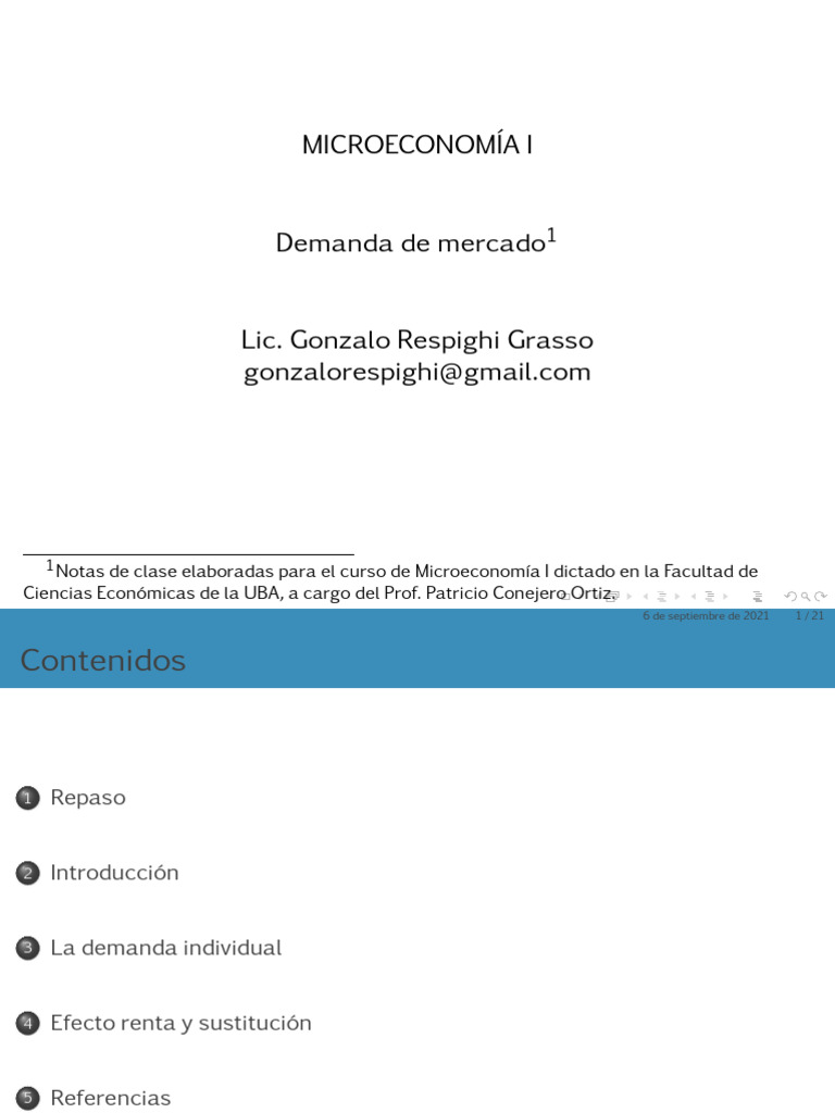 Demanda Individual en Microeconomía I | PDF | Curva de demanda | Demanda
