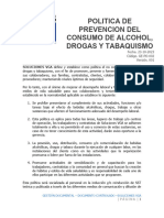 Ge-Po-002. Politica de Prevencion Del Consumo de Alcohol, Drogas y Tabaquismo.v001