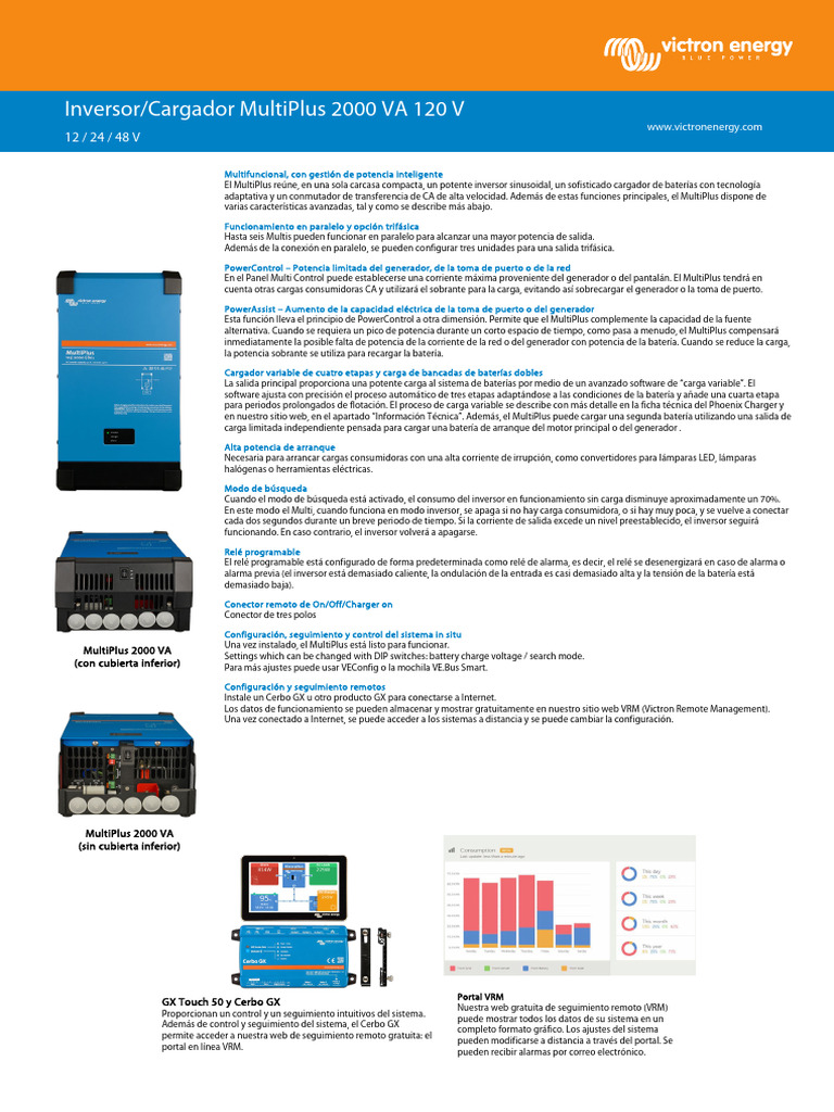 Inversor/Cargador MultiPlus 2000 VA | PDF | Generador eléctrico ...
