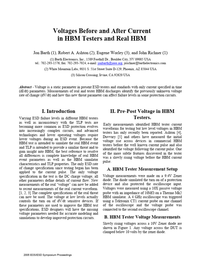 2005 EOS-ESD Voltages Before and After... | PDF | Electrostatic ...