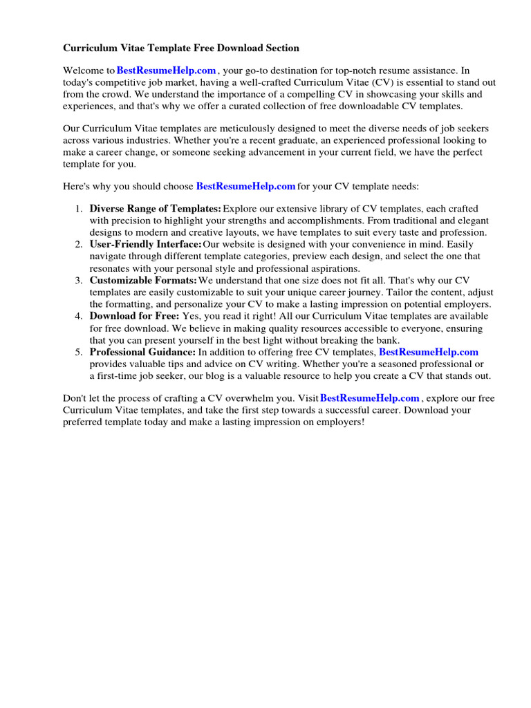 Curriculum Vitae Template Free Download South Africa | PDF | Résumé