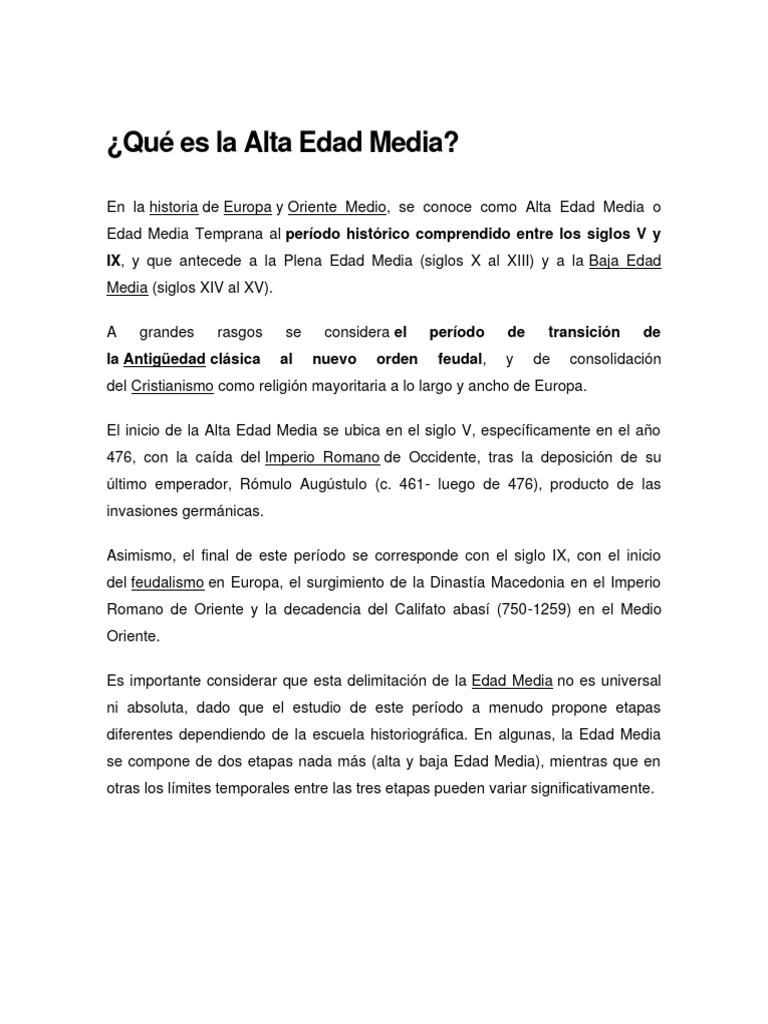 Características de la Alta Edad Media | PDF | Edades medias | imperio ...