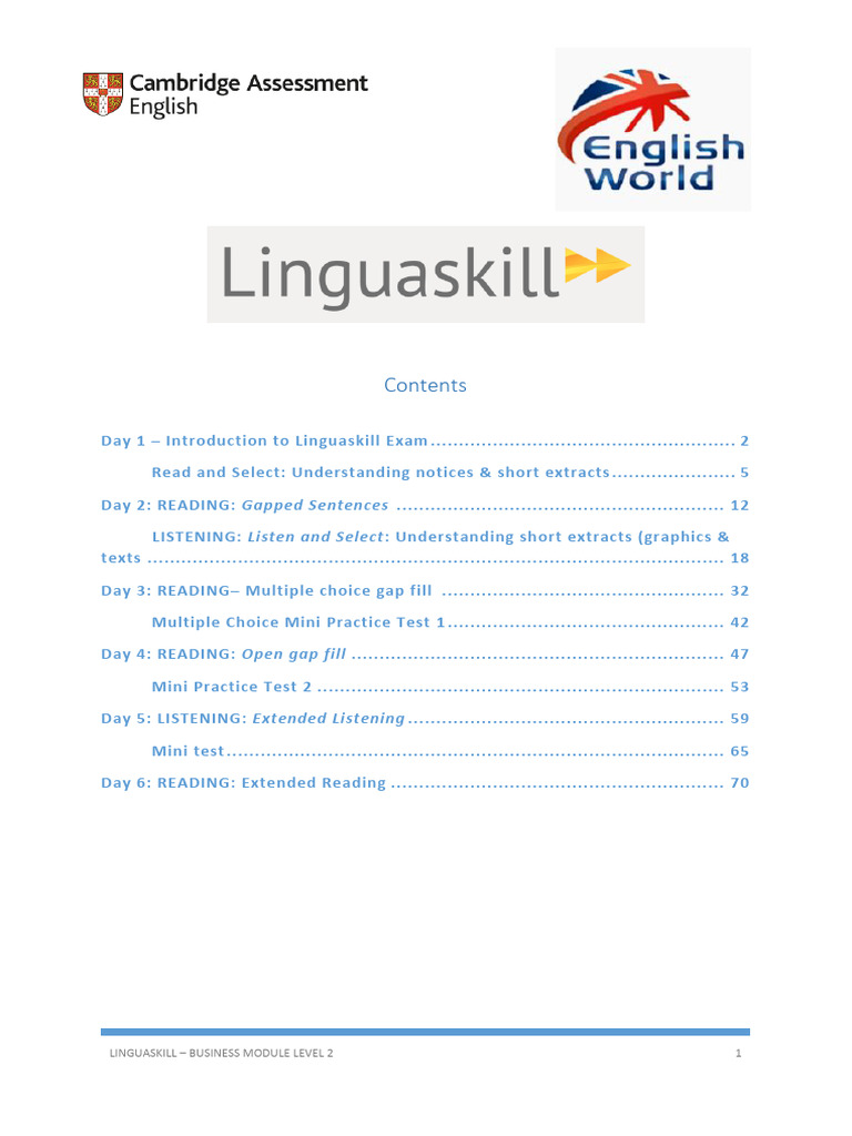 Linguaskill Business Module Level 2 Guide | PDF | Part Of Speech | Adverb
