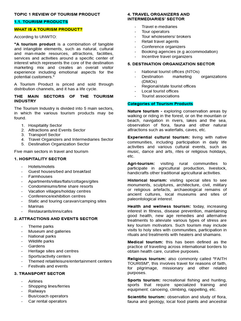 Overview of Tourism Products and Sectors | PDF | Tourism | Risk