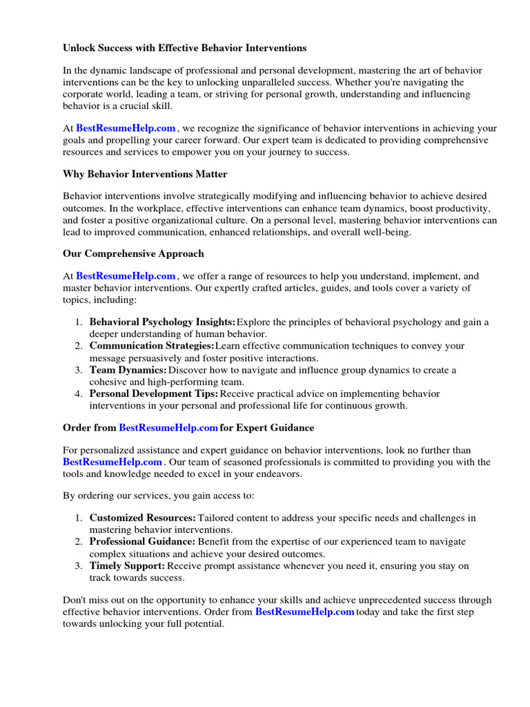 Behavior Interventionist Definition