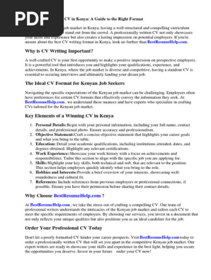 Cv Writing Format in Kenya