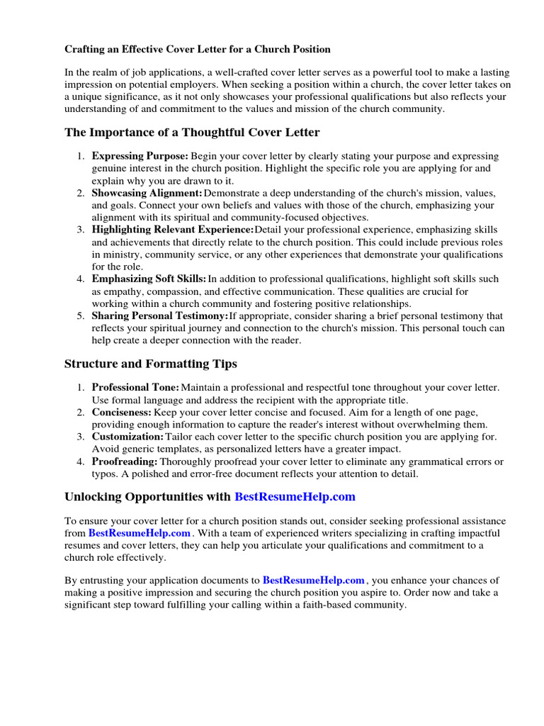 Writing a Church Position Cover Letter | PDF | Résumé