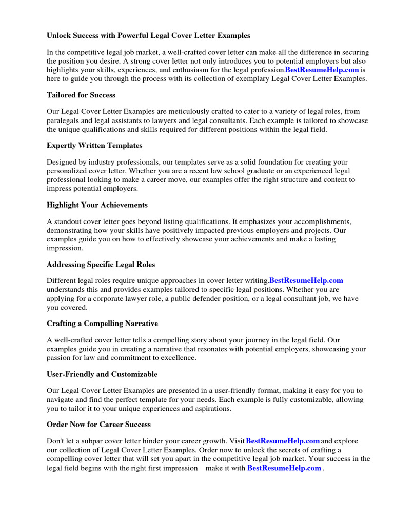 Legal Cover Letter Examples | PDF | Résumé | Http Cookie
