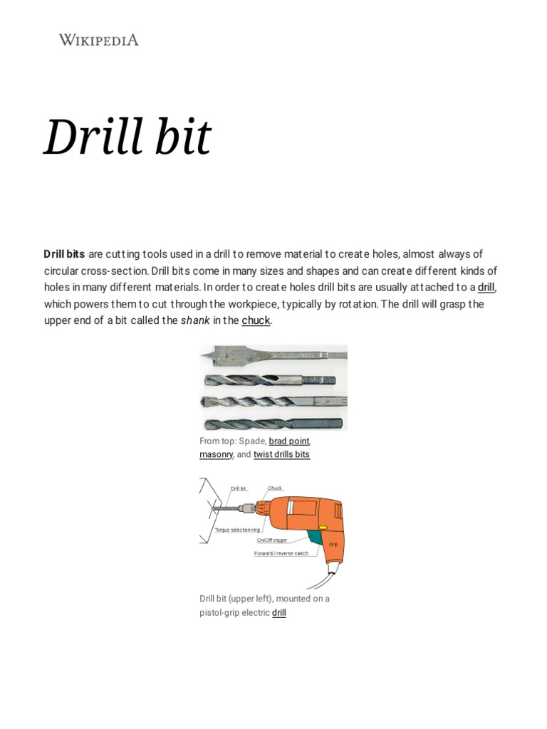 Drill Bit Wikipedia PDF Steel Chemical Elements