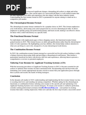 Best Resume Format in 2015