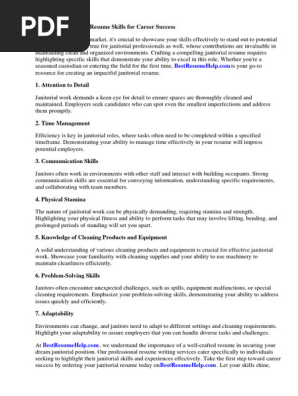Janitorial Resume Skills