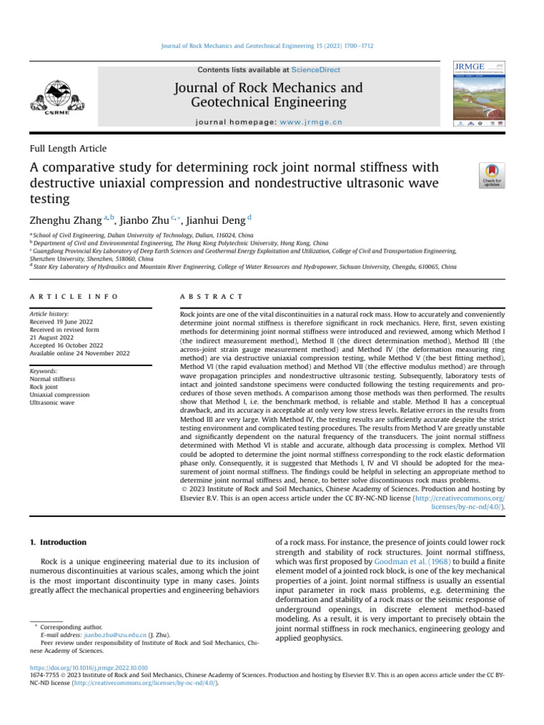 A Comparative Study For Determining Rock Joint Norm - 2023 - Journal of ...
