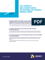 Etude Salaires Des Cadres Dans 111 Familles de Métiers - 2023