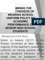 Examining The Effectiveness of Wearing School Uniform Policy On Academic Performance of Senior High School Students