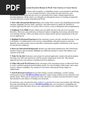 Accounts Executive Resume in Word Format