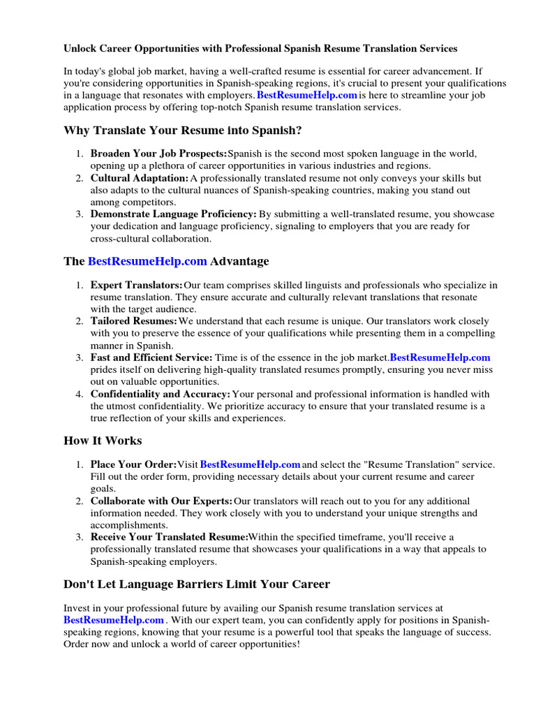 How To Translate Resume in Spanish | PDF | Translations | Résumé