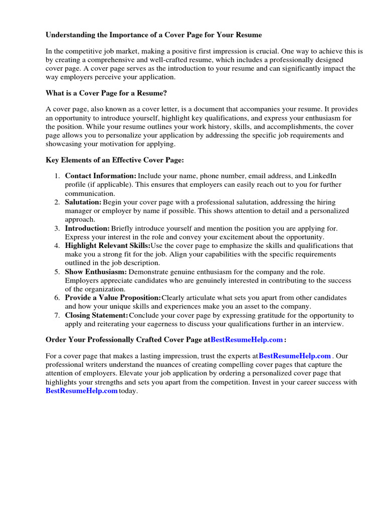 What Is A Cover Page For A Resume - 1713858435