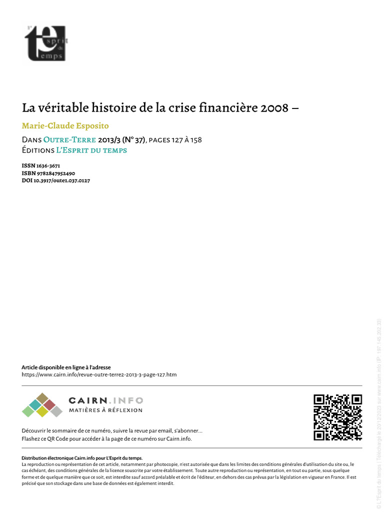 Crise financière de 2008 : causes et impacts | PDF | Crise des ...
