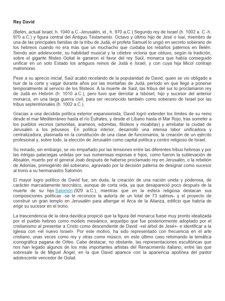 Historia de David y Salomón en Israel | PDF | Solomons | David