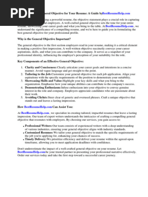Best General Objective for Resume