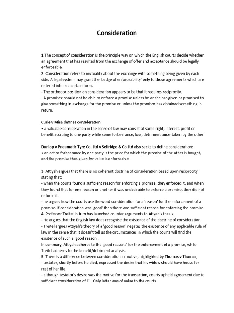 Doctrine of Consideration Explained | PDF | Estoppel | Consideration