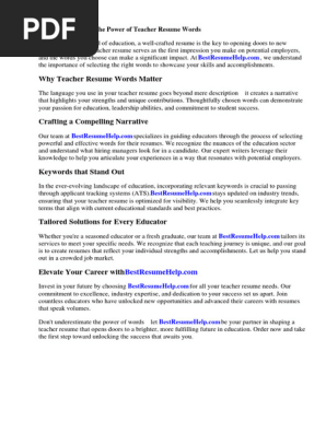 Teacher Resume Words