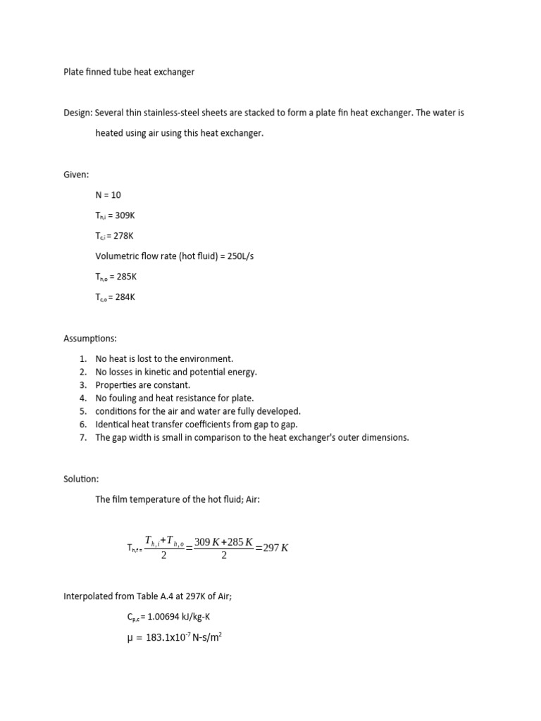 Finned Tube Heat Exchanger Design Calculations | PDF | Heat Exchanger ...