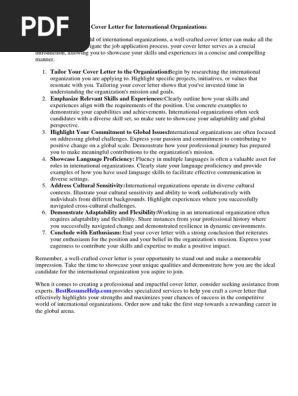 Cover Letter for International Organization Example