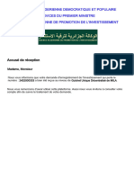 Accusé de Réception: Republique Algerienne Democratique Et Populaire Services Du Premier Ministre