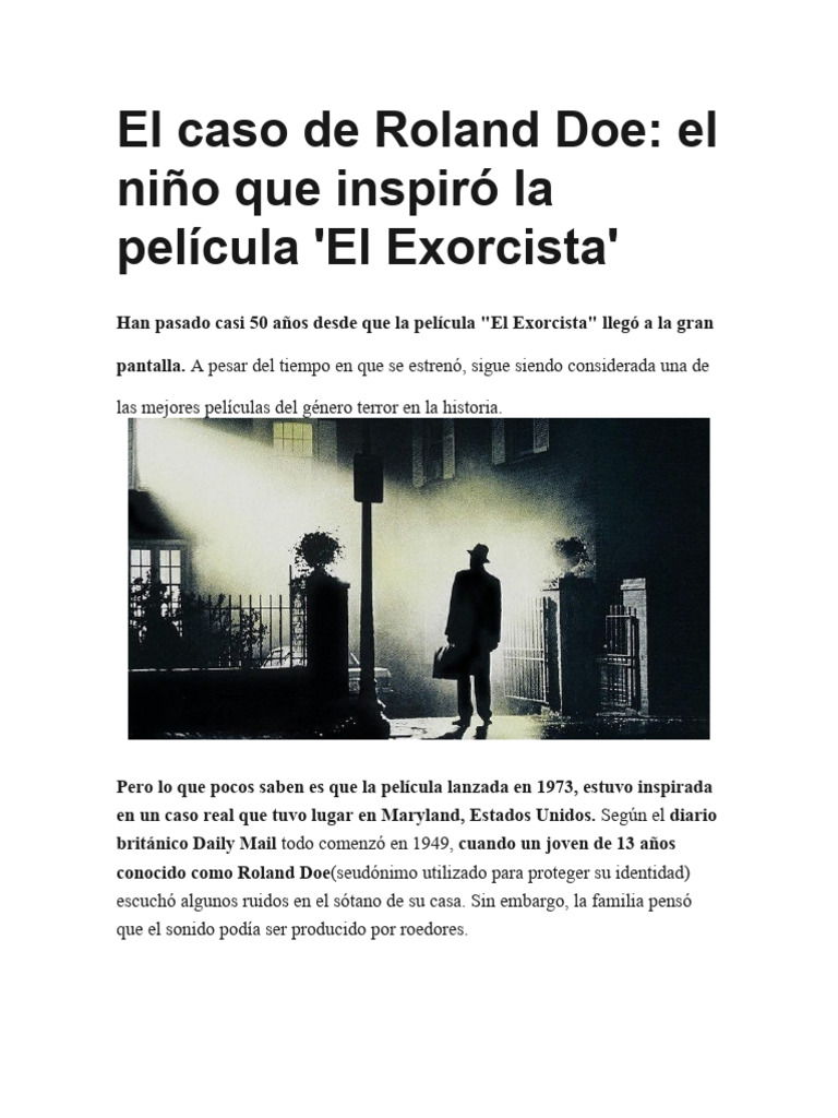 El caso de Roland Doe el niño que inspiró la película 'El Exorcista ...