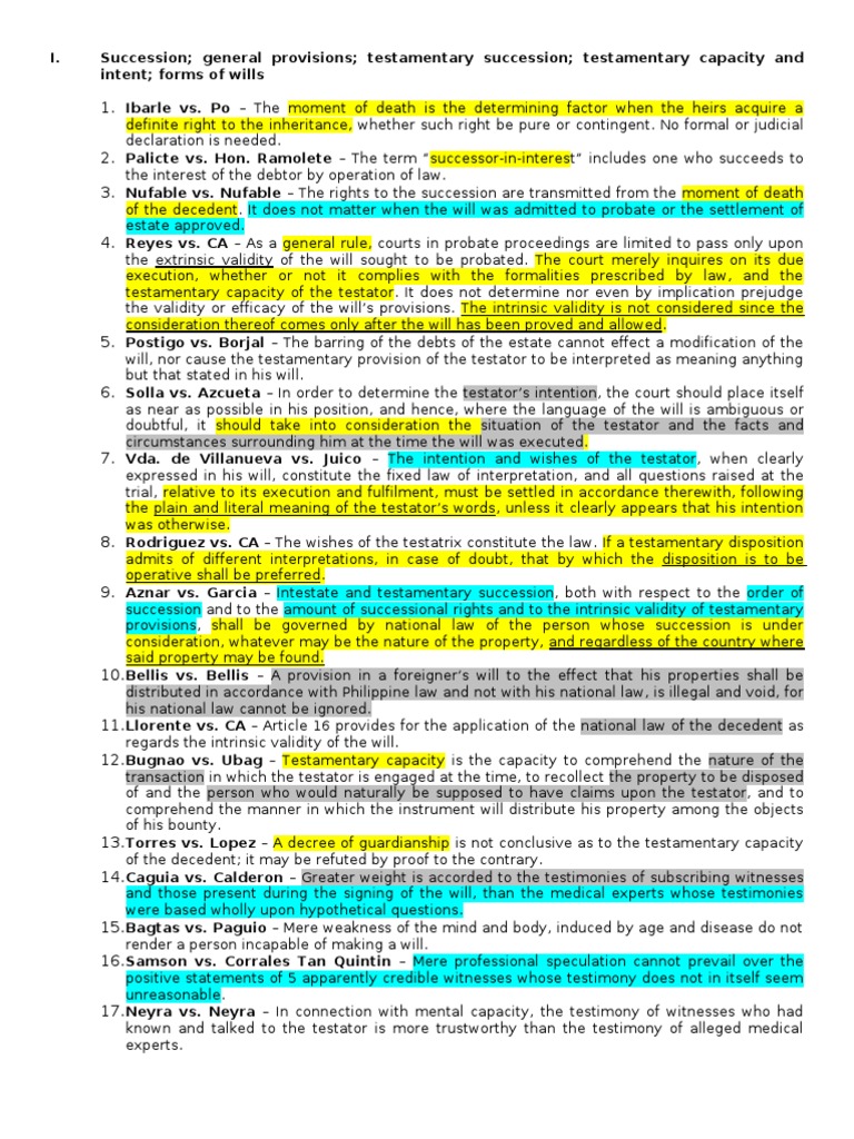 Case Doctrines Will And Testament Probate