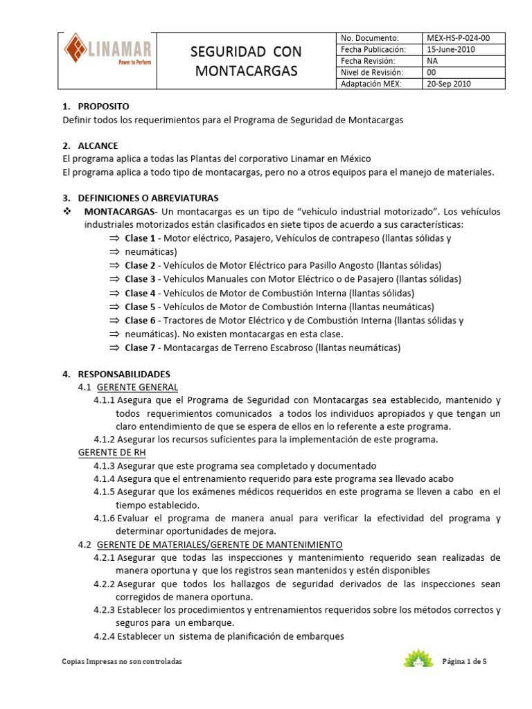 Seguridad en Montacargas HS | PDF | Máquina elevadora | Vehículos de ruedas