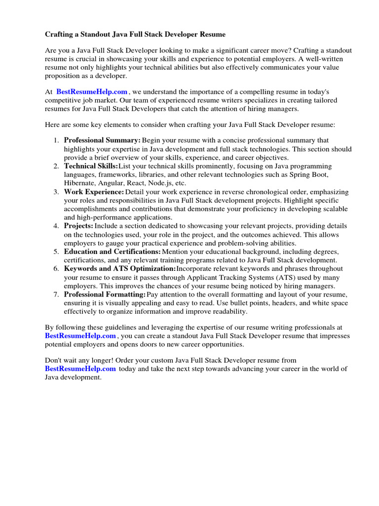 Java full stack developer resume pdf r sum web development