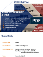 CS361 Artificial Intelligence (SEP) Lecture 0 (Course Plan) Fall 2020